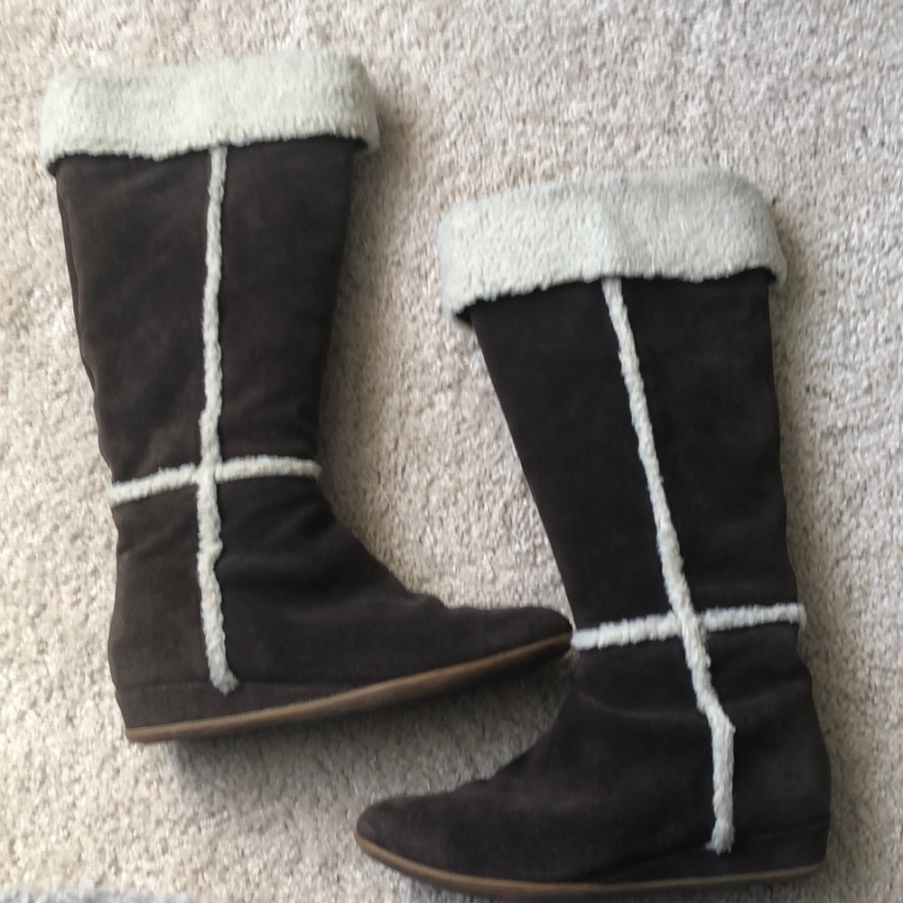 Brown suede tall boots